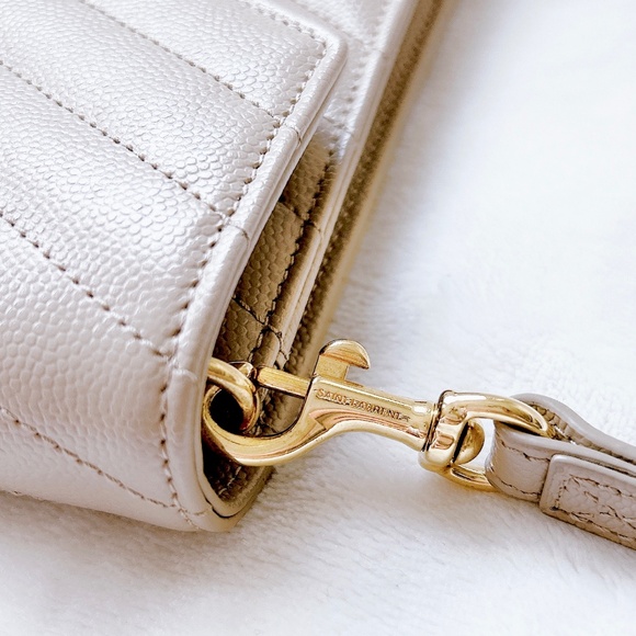 Authentic YSL New Pouch Monogram clutch bag Dark beige - Picture 2 of 9